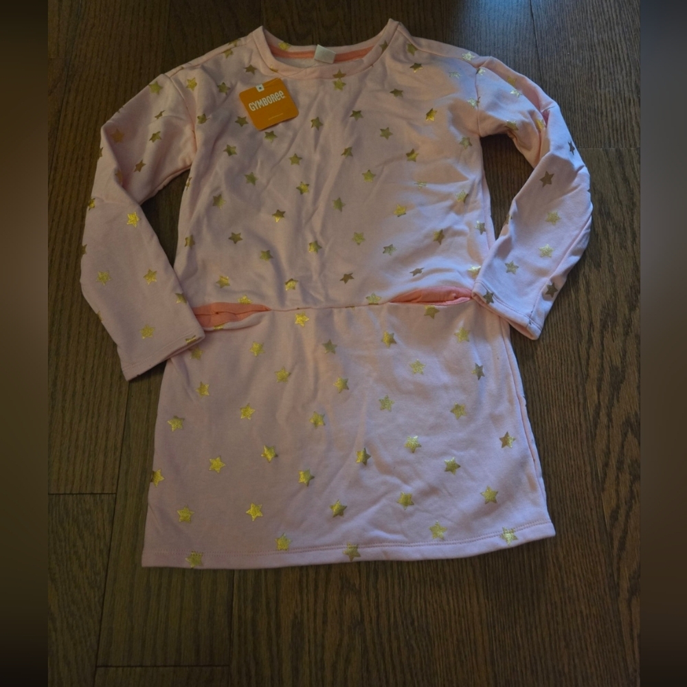 Gymboree Light Pink Dress with Gold Stars 7/8